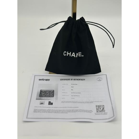 RARE Chanel Gold Suede Camellia Embossed‎ Classic Card Holder! - Picture 5 of 11